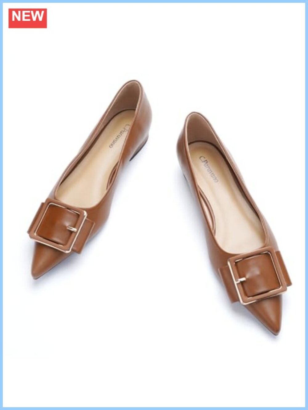 Lambskin Leather Pointed Toe Ballet Flats Memory Foam Office Casual